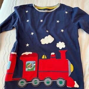 Kid's Mini Boden Long Sleeve Holiday Train Tee